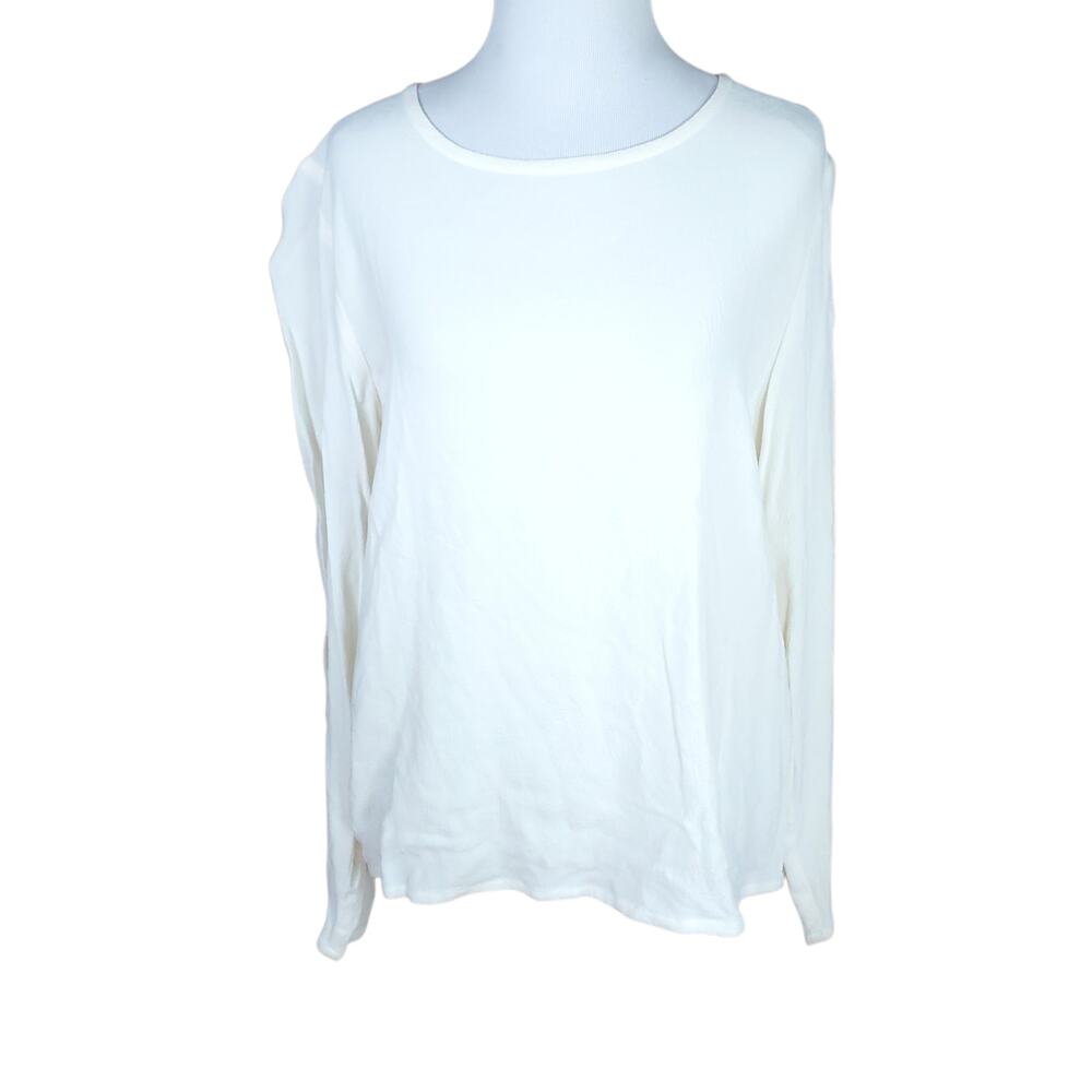 Eileen Fisher Minimalist Capsule Laundered Crinkle Rayon White Box Top NWT Sz XS